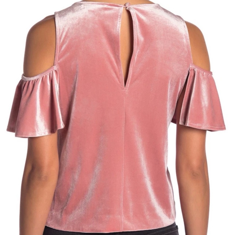 Rebecca Minkoff Dusty Rose Velvet Cold-Shoulder Top - small flaws - size Small - Picture 2 of 12